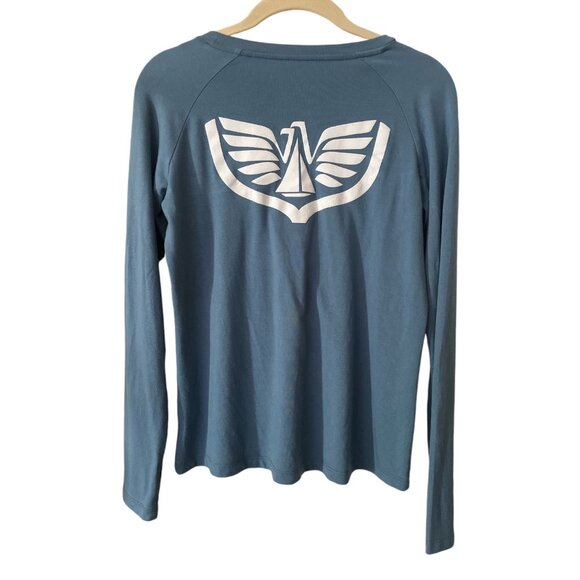 Free Fly Womens Long Sleeve Tee Blue With Back Logo Size S - Picture 2 of 8